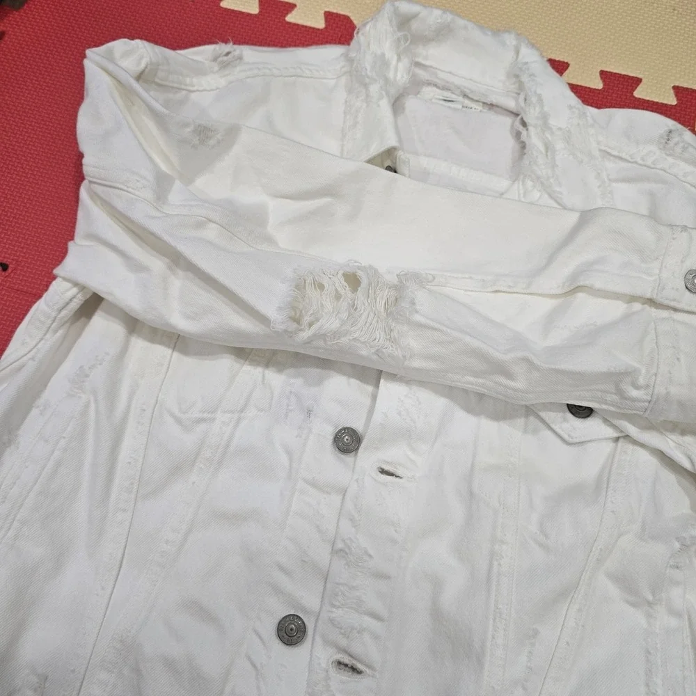 NWT Denim & Supply Ralph Lauren White Distressed Trucker Jacket Womens‎ XL... - Picture 12 of 12